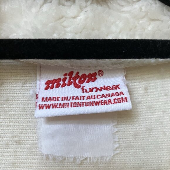 Vintage Milton Funwear Fleece Cardigan Womens Cream Beige Fleece SW Faux Fur - Picture 5 of 9